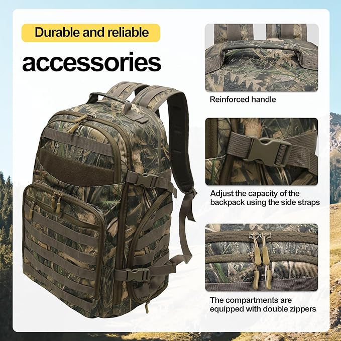 Tactical Hunting Back pack for MenMilitary Molle BackpackAssault Pack37L EDC Hiking &amp Motorcycle Backpack (Aquatic Camouflage)
