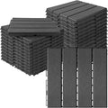 MYFAMIREA 27 Pcs Plastic Interlocking Deck Tiles 12 x 12 Patio Floor Decking Tiles Indoor Outdoor Waterproof Non-Slip Flooring Tile All Weather Use for Balcony Backyard Porch Poolside Dark Grey