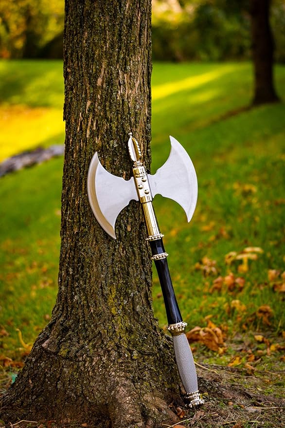 BladesUSA HK-079A Fantasy Medievel Battle Axe with Display Plaque 21-Inch Length