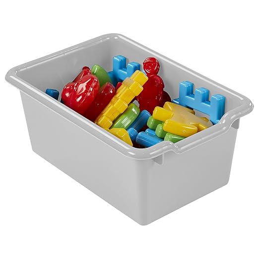 ECR4Kids Scoop Front Storage Bins Multipurpose Organization Light Grey 10-Piece