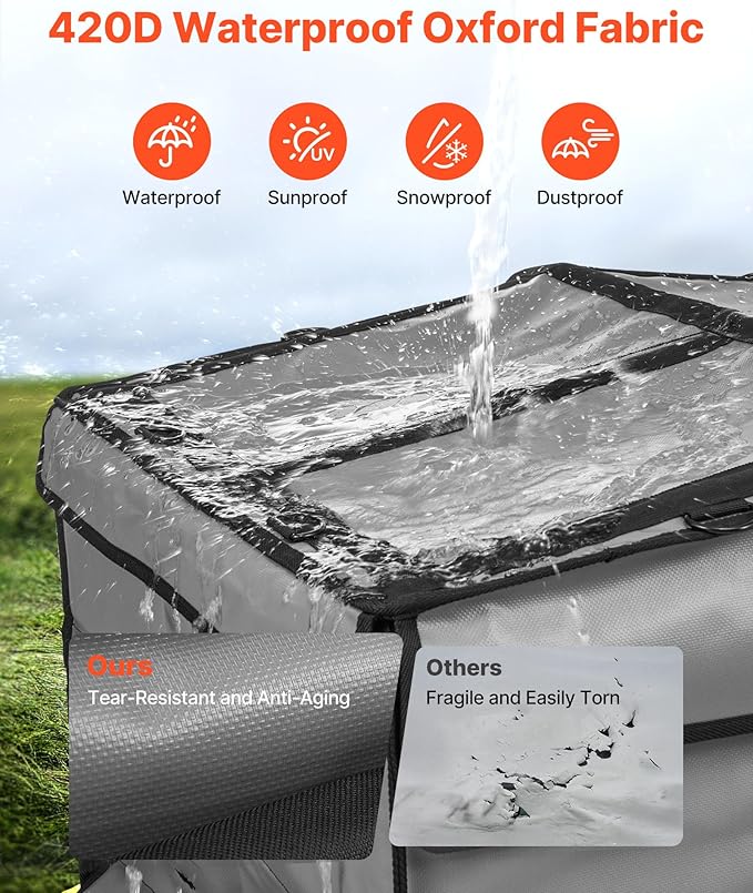 VEVOR Generator Running Cover 34 x 26 x 21 Inch Waterproof Universal for Most Generators 3500-12000 Watt Generator Tent while running with Heavy Duty Thicken 420D Oxford Fabric Grey