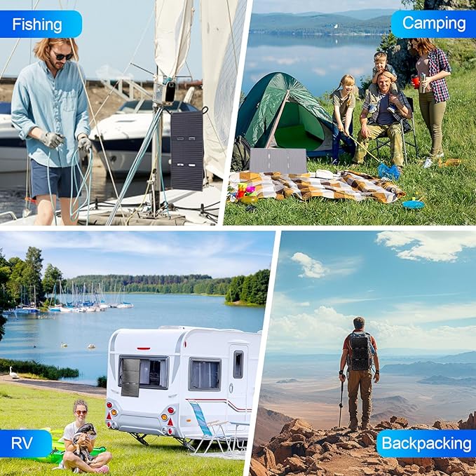 30W Portable Solar Panel Foldable Solar Panel Charger with QC3.0 USB-A USB-C &amp DC Output for Phone/Power Bank/iPad/Power Station IP65 Waterproof for Camping Backpacking Hiking RV Blackout