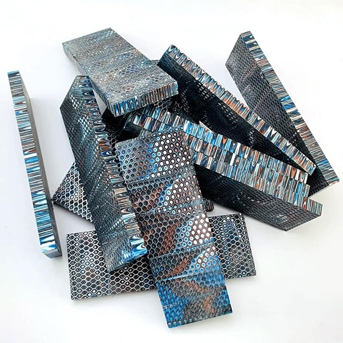 Knife Handle Patch Material Honeycomb Structure Texture DIY Handmade Carving DecorationBest Scales Blanks For Beginners(2pcs12x4x3cm)