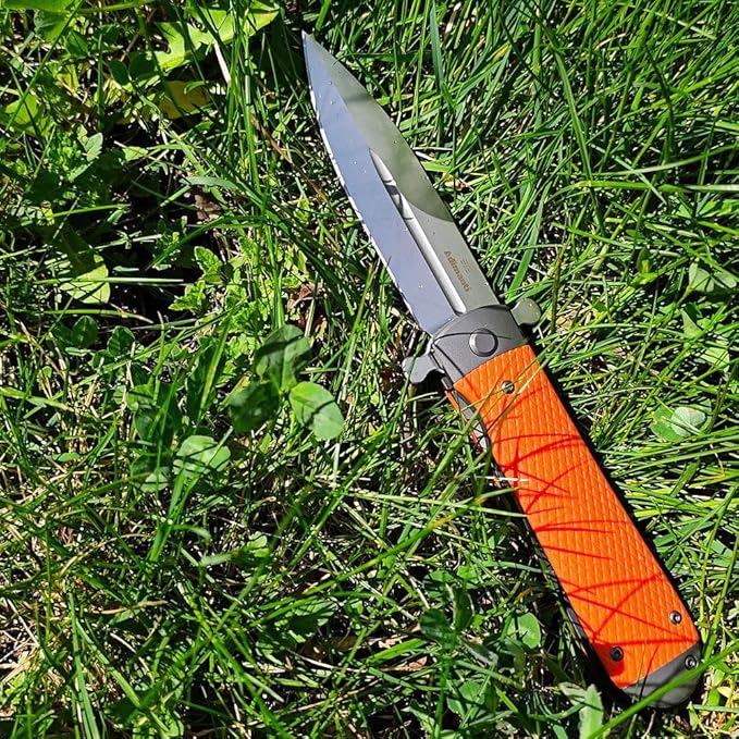 Firebird GANZO Adimanti Samson-OR Folding Pocket Knife Razor Sharp D2 Steel Blade Ergonomic G10 Anti-Slip Handle with Clip Hunting Fishing Camping Outdoor Flipper EDC Pocket Knife (Orange)