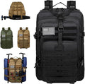 45L Military Tactical Backpack for Men Large 3-Day Assault Pack MOLLE Rucksack Waterproof Survival Bug Out Bag for Hiking Camping Hunting Gym &amp Work Includes US Flag Patch - Stealth Black