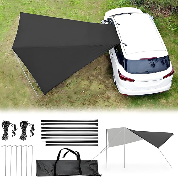Car Awning Camping Tent for Tesla Model S 2012–2025 Portable Water-Resistant Sunshade Shelter Easy-Setup Outdoor Car Camping Shade for Beach Travel &amp Road Trips