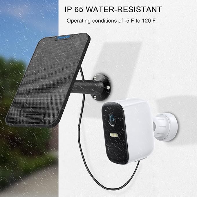 4W Solar Panel Charging Compatible with Eufycam 3/3C/2C/2C Pro/2/2 Pro/E20/E40/E/S40/S220/S300/L40/l20 with 13.1ft Waterproof Charging Cable IP65 WeatherproofIncludes Secure Wall Mount (Black)