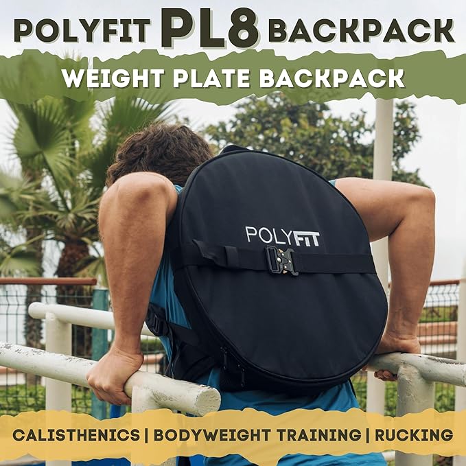 Polyfit PL8 Backpack for Olympic Weight Plates - Weighted Backpack for Strength Training Rucking and Gym Workouts - BLACK CAMO