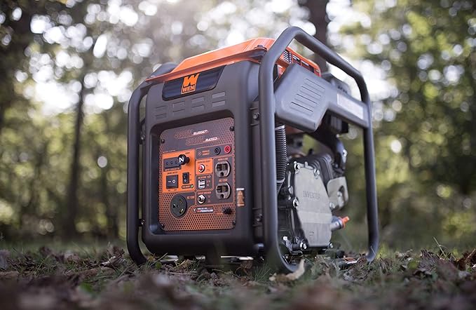 WEN GN400i RV-Ready 4000-Watt Open Frame Inverter Generator CARB Compliant Black/orange