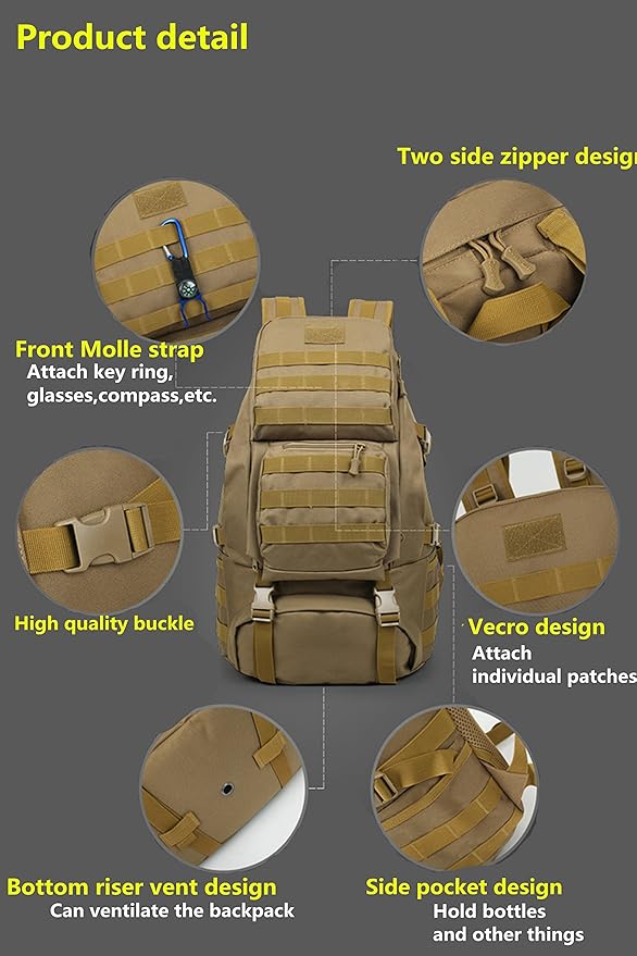 Huntvp Military Tactical Backpack Rucksack Gear Assault Pack Student School Bag Black