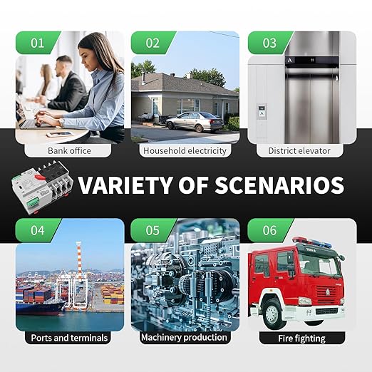 100Amp AC220V Automatic/Manual Transfer Switch 4P 50/60Hz 4POLE 100A Mini ATS Solar Auto Dual Power Switch W2R for Home Generator Din Rail Mount Cn Automatic Changeover Fast Transfe forRvLv Power