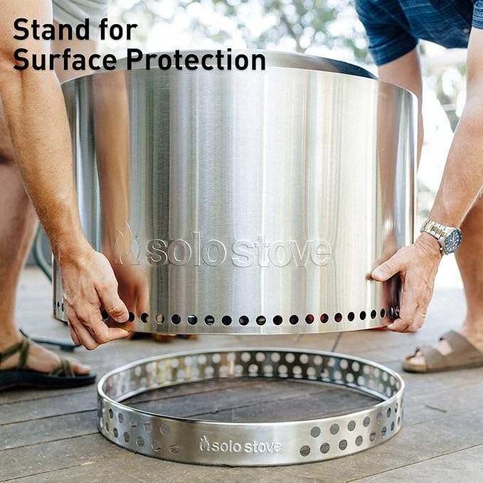 Solo Stove Yukon Backyard Bundle 2.0 | Incl. Yukon Smokeless Fire Pit with Stand Shelter Shield Lid Portable for Wood Burning Removable Ash Pan Stainless Steel H: 19.8in x Dia: 27in 50.85lbs.