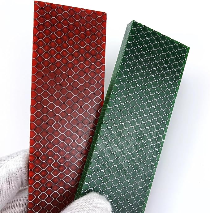 Blank Material For Resin Knife Handle Honeycomb Structured Color Textured Cutting Tool Board 120x40x8mm(Red2pcs)