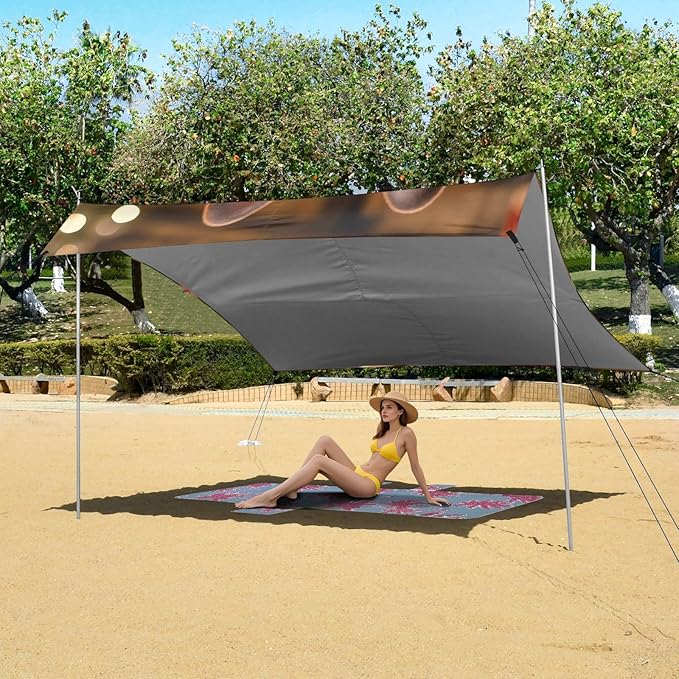 ALAZA French Bulldog Cute Dog Wearing Christmas Sweaters Beach Tent Sun Shelter Portable Canopy Sunshade for Outdoor Camping Picnics Backyard Fun 10x9 ft