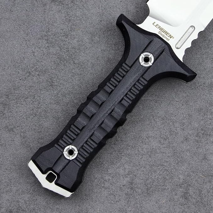 Dragon 12.8 Inch Sleipner Steel Full Tang Fixed BladeOutdoor Camping Tactics KnifeSatin PolishingG10 Handle with leggings Kydex Sheath (Black handle white blade)