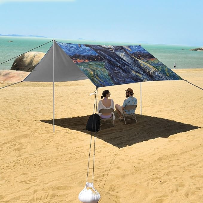 ALAZA Labrador Dog Starry Beach Tent Sun Shelter Portable Canopy Sunshade for Outdoor Camping Picnics Backyard Fun 10x9 ft