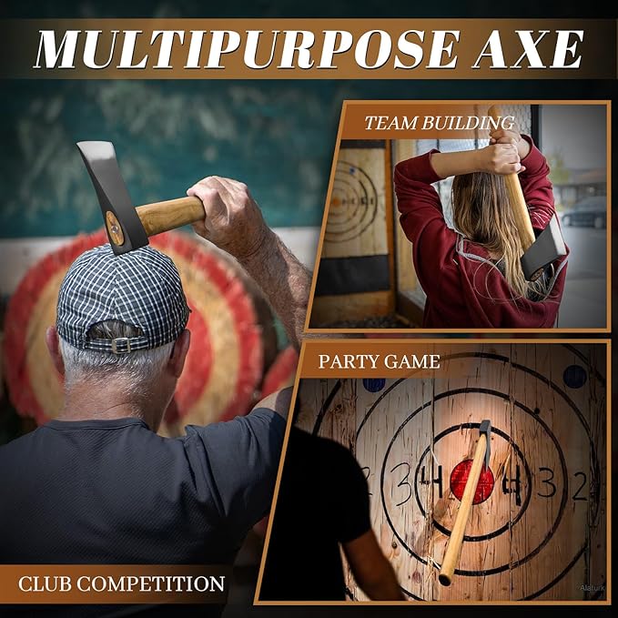 Dream Reach Throwing Axe Set - 2 PCS Professional Hatchets with Wooden Handle 20.5 Hand Forged Throwing Game Axes for Backyard Competition