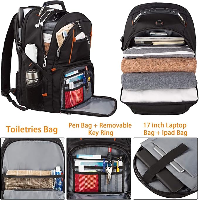 LTINVECK Extra Large BackpackTSA Friendly Travel Laptop Computer Backpack for Men WomenRFID Water Resistant Big Business Backbag Fits 17.3 Inch Laptops