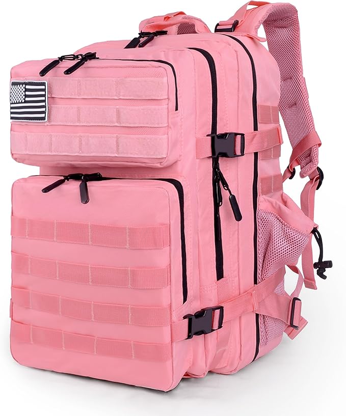 LUPU TACTICAL 45L Backpack for Men and Women 3 Days Assault Pack Outdoor Travel Hiking Camping Rucksack with Molle Webbing (Pink)