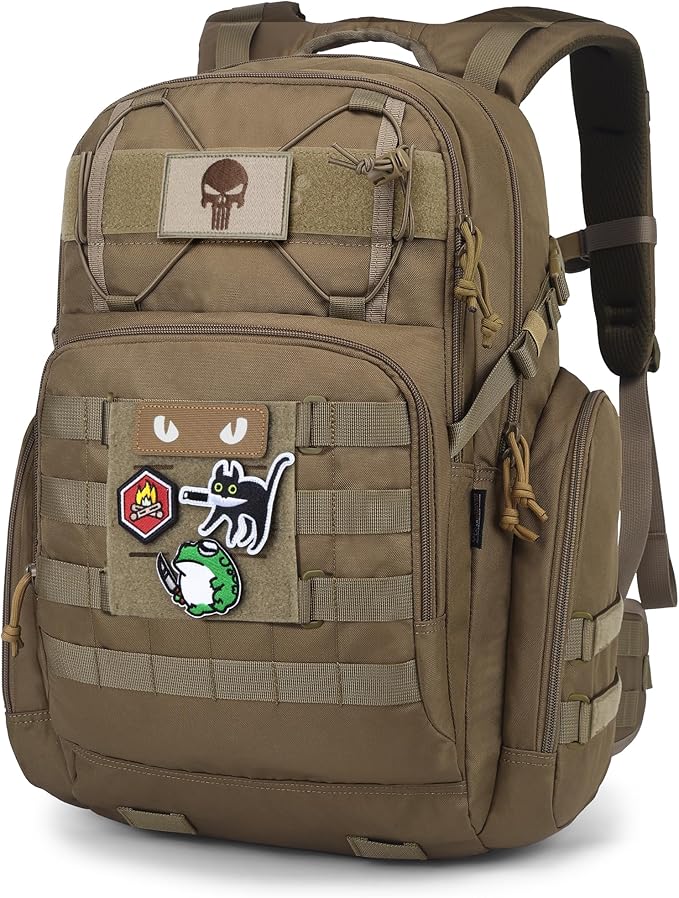 Mardingtop Military Tactical Backpack for Men 40L Molle Rucksack EDC Daypack for HikingTravelCamping Hunting(With 10Pcs Patches and 3Pcs Buckles)