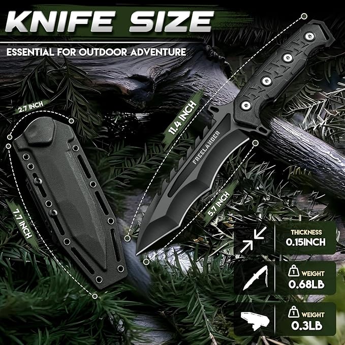 Freelander Survival Knife Bundle with Sharp Outdoor Axe