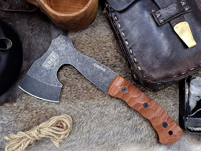 ESEE Knives James Gibson Camping Bushcraft Axe - Leather Sheath - Made in USA