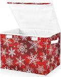 senya Christmas Baskets Collapsible Storage Bins with Lids Christmas Red Pattern with Snowflakes Flower Storage Boxes Clothes Baskets for Organizing