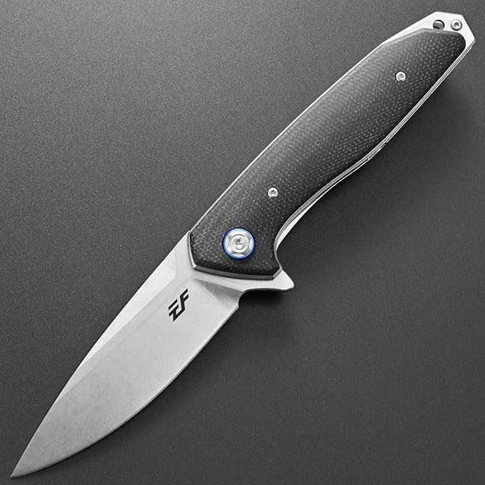 Eafengrow EF972 Folding Knife D2 Steel Blade Micarta Handle Pocket Knife Folder for Outdoor Camping Hiking Working EDC Tool Knife(Black)