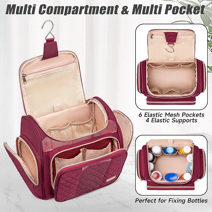 Large Toiletry Bag for Women MenBathroom BagWater Resistant Shower BagMakeup BagPortable Shower Caddy for College DormHanging Travel Toiletry Bag with Transparent Waterproof Phone Pocket