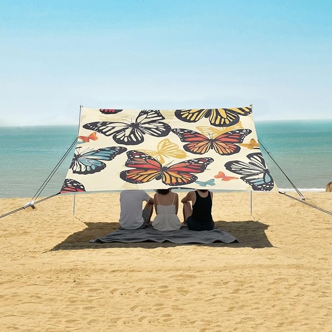 ALAZA Butterfly Animal Beach Tent Sun Shelter Portable Canopy Sunshade for Outdoor Camping Picnics Backyard Fun 10x9 ft
