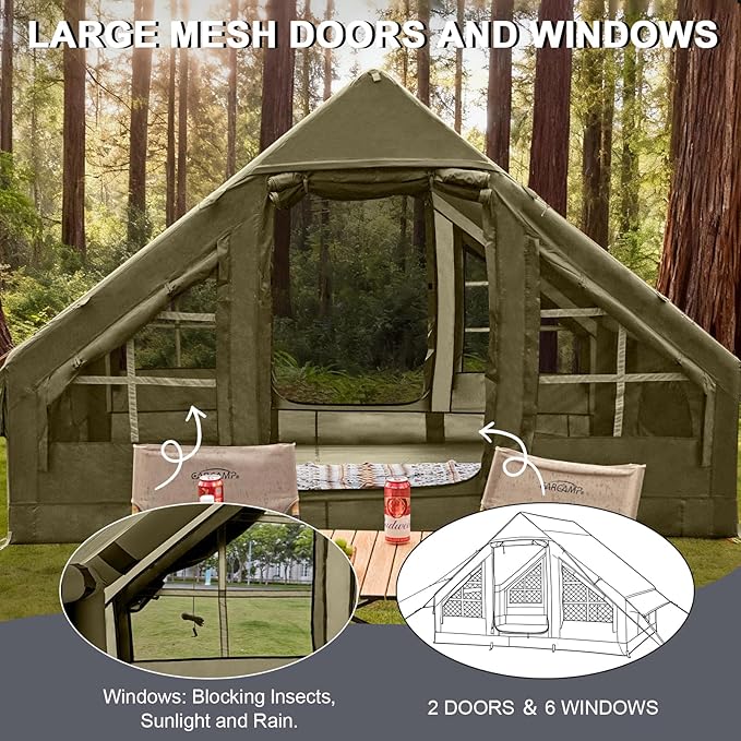 Inflatable Tents for CampingEasy Blow Up Tent with Hand Pump4 Seasons Waterproof Air Inflatable Camping Tent House for Family Weekend Camping