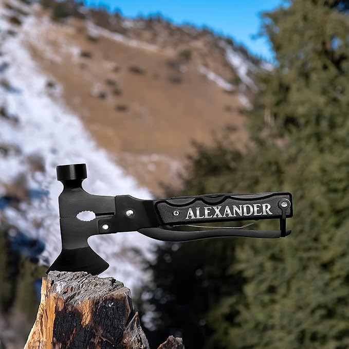 Laser Engraved - Personalized All-In-One Hammer Multitool w/Name or Customizable Text - 20 Fonts - Birthday Gifts for Dad from Son Daughter