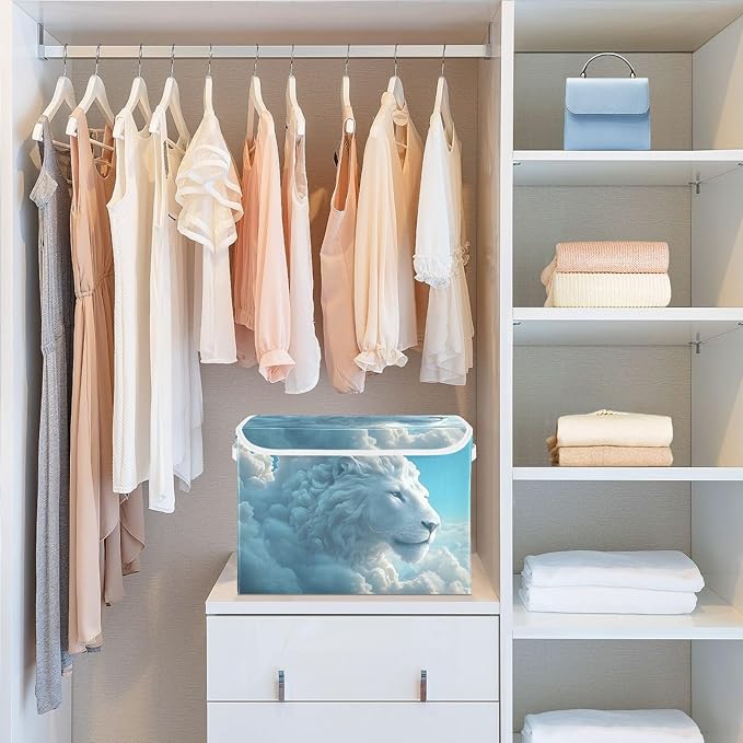 Storage Cube with Lid Cloud Lion Print 16.5×12.6×11.8 IN Collapsible Large Capacity Foldable Storage Basket Bin Organizer