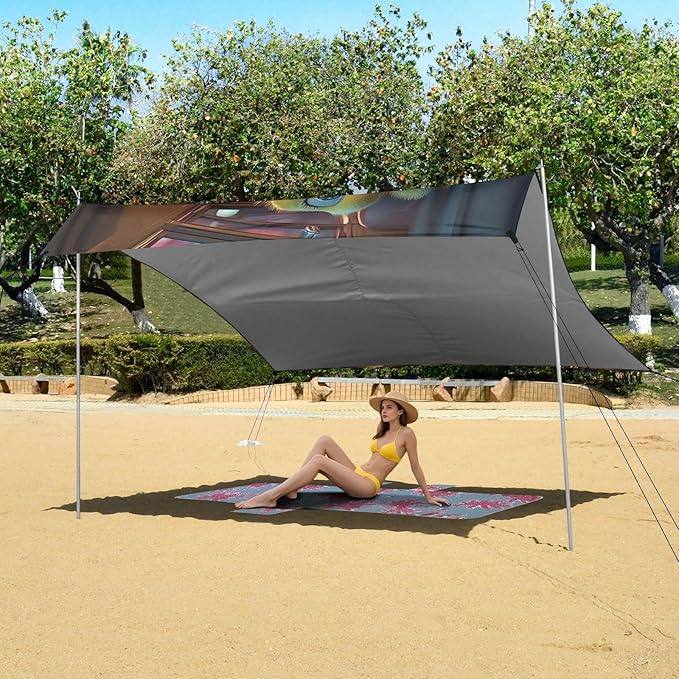 ALAZA Chicks Drivring Funny Animals Beach Tent Sun Shelter UPF50+ Protection Beach Shade Canopy w/ 4 Sandbags for Outdoor Camping Fishing Backyard Fun Picnic 10x9 ft