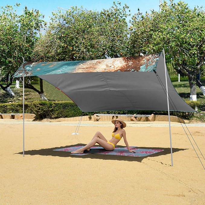 ALAZA Dog Plays Tennis Beach Tent Sun Shelter Portable Canopy Sunshade for Outdoor Camping Picnics Backyard Fun 10x9 ft