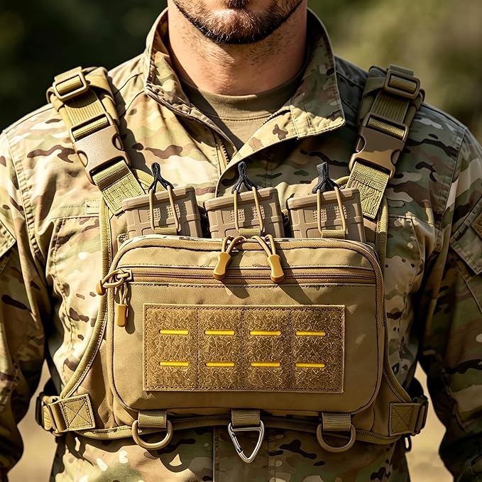 Tactical Chest Pack EDC Chest Bag Utility Molle Chest Rig Pouch with CCW Compartment Adjustable Strap Admin Pouch