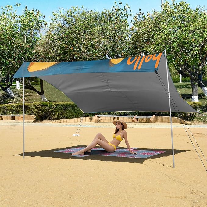 ALAZA Cute Corgi Sunflower Beach Tent Sun Shelter Portable Canopy Sunshade for Outdoor Camping Picnics Backyard Fun 10x9 ft