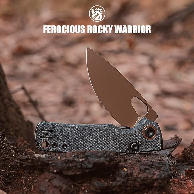 Vosteed Porcupine - EDC Pocket Knife 2.99’’ 14C28N Steel Rose Gold Blade Top Liner Lock Micarta Handle - Lightweight Folding knives with Clip for Men &amp Women Camping Outdoor-A2602