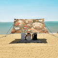 ALAZA Highland Cattle Colorful Flower Pattern Beach Tent Sun Shelter Portable Canopy Sunshade for Outdoor Camping Picnics Backyard Fun 10x9 ft