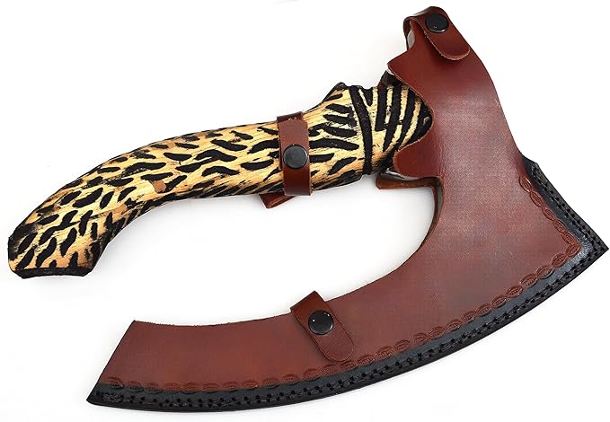 Camping Hunting/Viking Steel Multi Purpose Axe Authentic Medieval Pizza Cutter Axe Hand Forged Axe Cutting/Chopping/Slicing Axe Rocking Gift Axe with Leather Sheath Viking Gifts