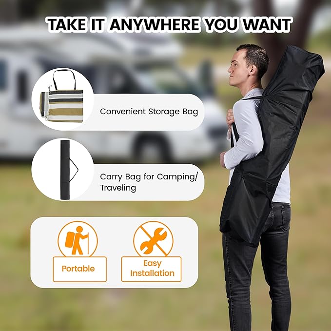 Yaheetech Double Hammock w/Stand 2-People Hammock &amp Stand Set w/Storage Bag &amp Carrying Bag Outdoor/Indoor Heavy-Duty Portable Hammock 450LB Capacity - Desert Stripe