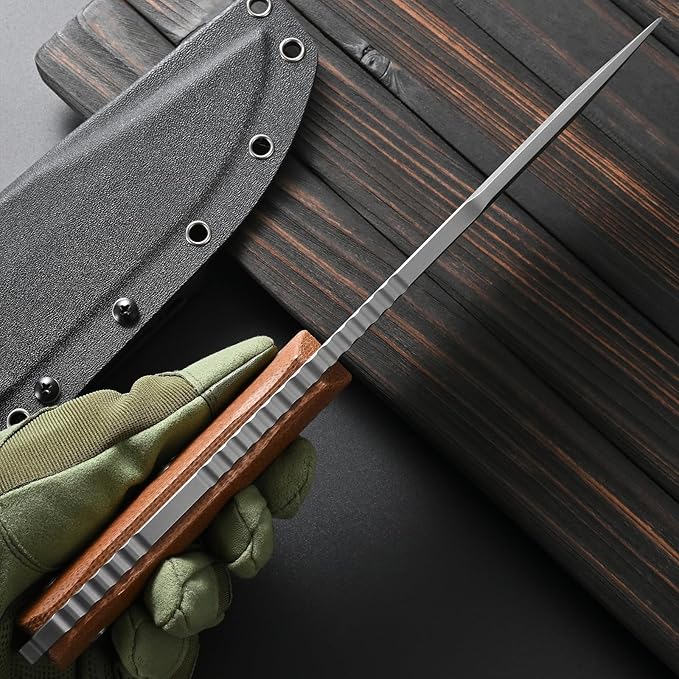 Sitivien ST30 Fixed Blade Knife Sleipner Brushed Steel Blade Micarta Handle Full Tang EDC Straight Knife for Camping Hunting Fishing(Brown)