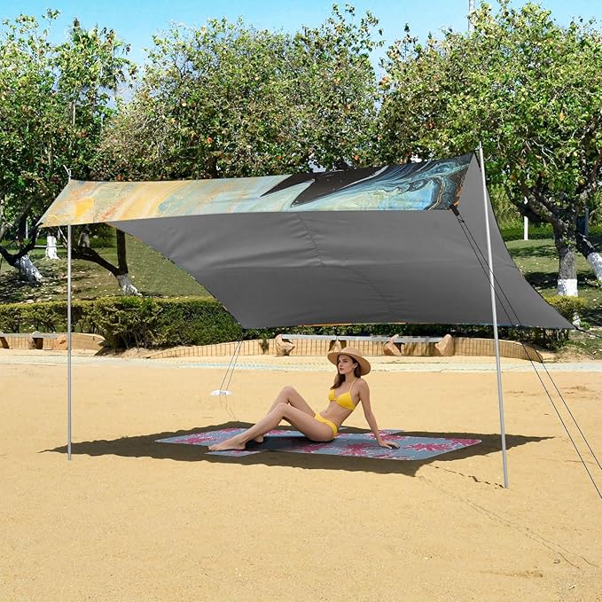 ALAZA Two Black Cats Looking at Each Other Beach Tent Sun Shelter Portable Canopy Sunshade for Outdoor Camping Picnics Backyard Fun 10x9 ft