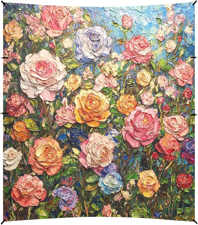 ALAZA Rose Flowers Painting Beach Tent Sun Shelter UPF50+ Protection Beach Shade Canopy w/ 4 Sandbags for Outdoor Camping Fishing Backyard Fun Picnic 10x9 ft
