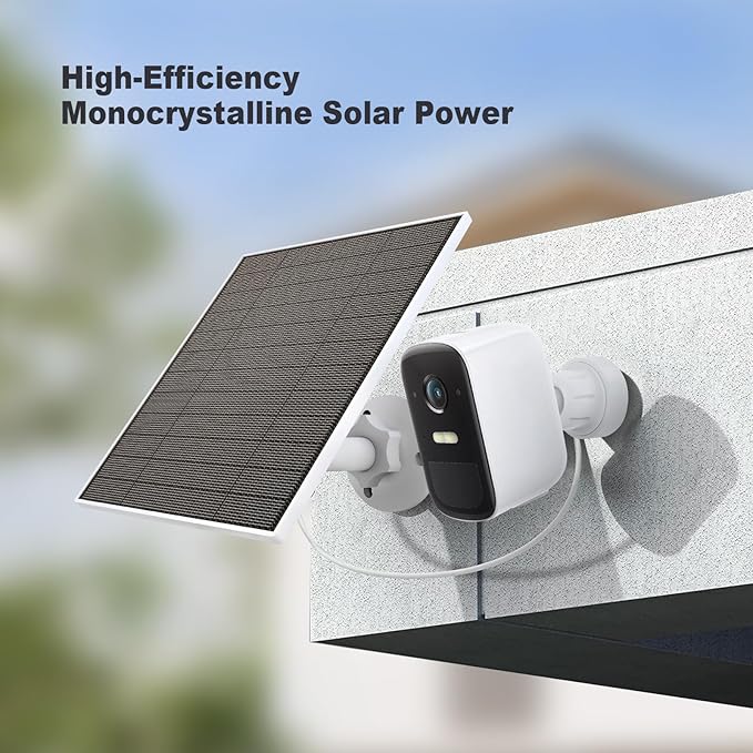 Solar Panel for Eufy Camera 5W Solar Panel Compatible with Eufycam 3/3C/2/2 Pro/2C/2C Pro/E/E20/E40/L20/L40 Solar Charger for Eufy Camera with USB-C Port Micro USB Adapter IP65 Waterproof 2 Pack