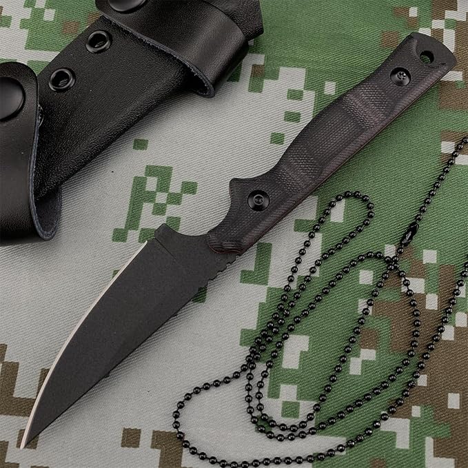 7.6 Small EDC Fixed Blade Knife Full Tang 8Cr13Mov Steel Blade G10 Handle with Kydex Sheath Everyday Carry for Outdoor &amp Camping Tool
