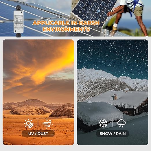 Solar Panel Disconnect Switch 1000V 60A PV Shut Off Switch Outdoor Circuit Breaker Box for Solar PV Homes Battery (60Amp)