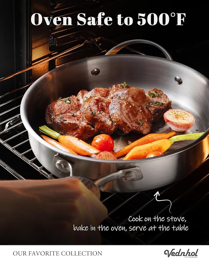 Stainless Steel Cookware Set 8 Pcs Tir-Ply Pots and Pans Set PFOA&ampPTFE Free Dishwasher&ampOven Safe Kitchen Induction Compatible ollas de acero inoxidable para cocinar