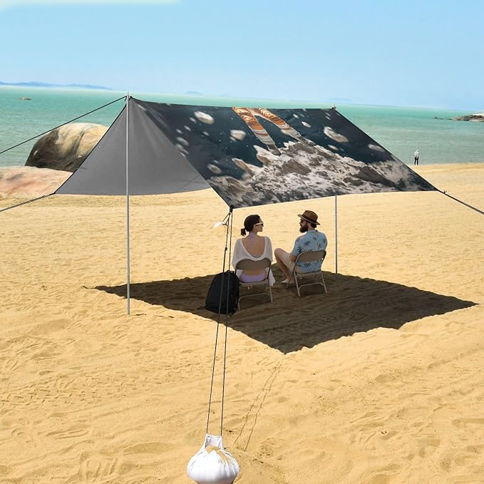 ALAZA Astronaut Space Man Beach Tent Sun Shelter UPF50+ Protection Beach Shade Canopy w/ 4 Sandbags for Outdoor Camping Fishing Backyard Fun Picnic 10x9 ft