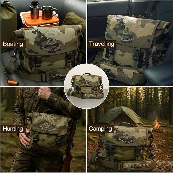 Waterproof Tactical Sling Bag with Camouflage Pattern Crossbody Dry Bag Roll-Top Design Adjustable Strap for Travel &amp Outdoor Use (Military)